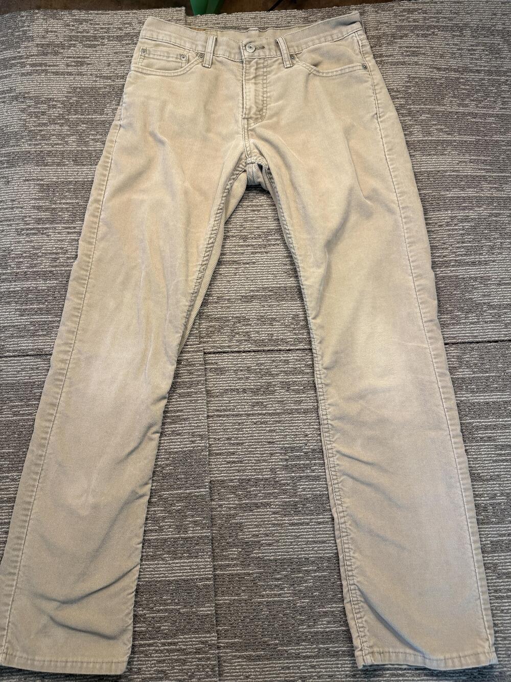 Levis 514 Jeans Mens 30x32 Beige Straight Leg Regular Fit Corduroy Pants Casual